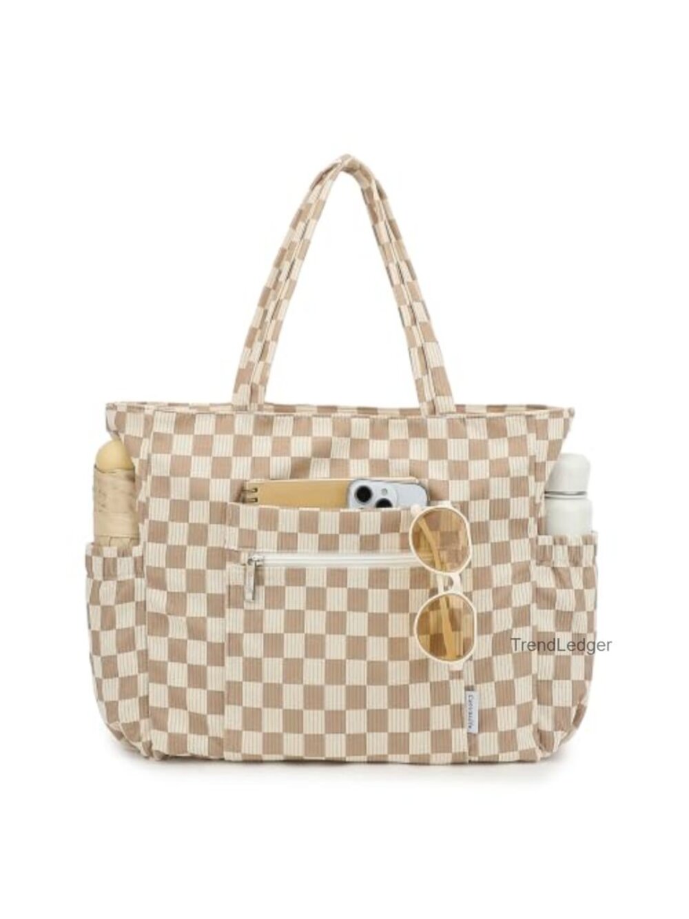 Waterproof Corduroy Linen Satchel Handbag Multi-Pocket Large Capacity Shoulder